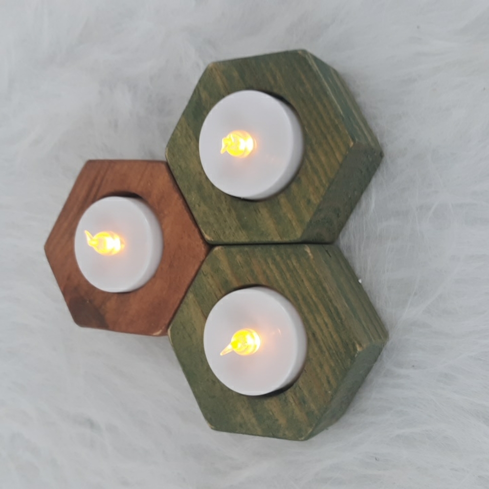 Rustic Hancrafted LED Candle Set - Picture 2 of 3